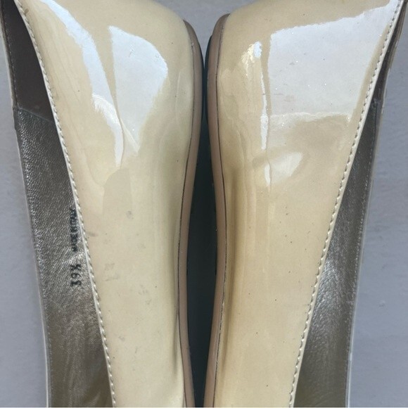 Jimmy Choo Tan Beige Ballet Flats with Sparkly Gold Toe Women EU 39.5 US 9 - 9.5 - Picture 6 of 14